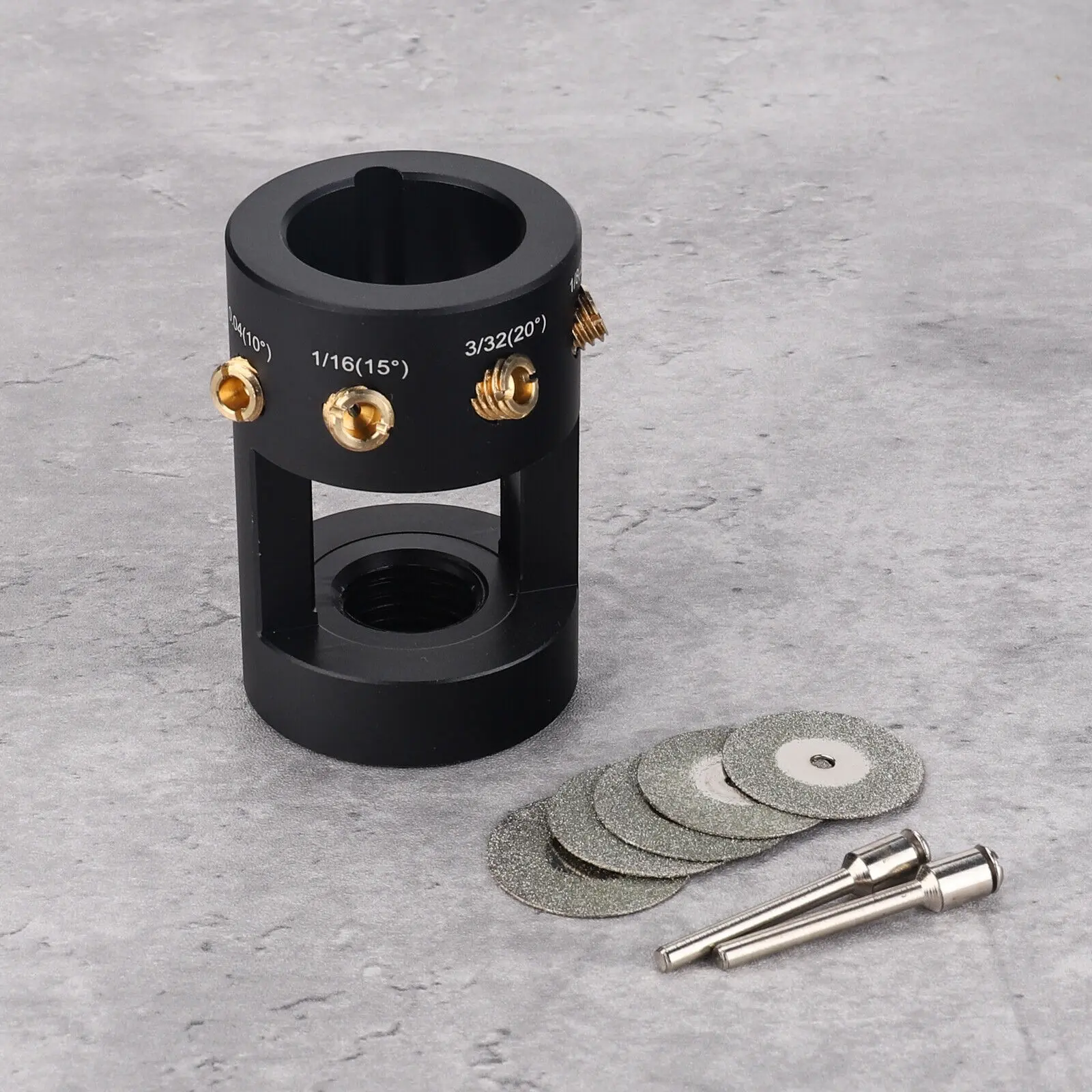 Tungsten Grinder Sharpener with Multi-Angle & Offset Head, Cutting Tool for TIG Welding, 1x 25mm Tungsten Pole Angle Controller, 1x Connecting Rod, 3/4-12 Thread, New Stock, 4 Brass Tungsten Guides
