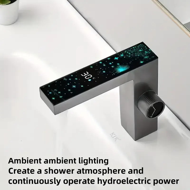 Modern digital display faucet with ceramic valve, chrome plated treatment,  bathroom sink faucet for kitchen and bathroom