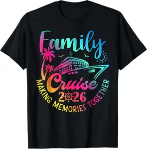 Family Cruise 2026 Summer Vacation Matching Family Cruise T-Shirt Pure Cotton Graphic Tees Menswear Top: Gifts for Men & Women Sleeves Natural