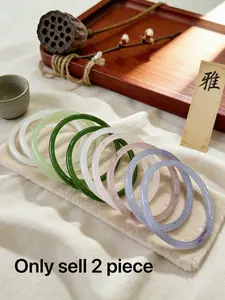 Chinese Style dingdang Jade Bangle Set, 2-Piece Jewelry with Gift Box, Ideal for Blessing & Memory Keepsake, 62mm Size