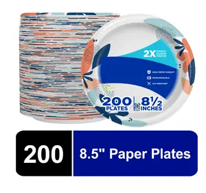 200 Count Multicolor Disposable Paper Plates, 8.5 in - Cookware medium paper