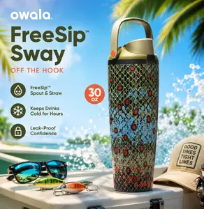 Owala 30oz FreeSip Sway Off The Hook Insulated Water Bottle Leak Proof BPA Free Fishing Aesthetic Tumbler