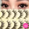 【Black Friday】5 Pairs Messy Natural Cat Eye Lashes, Clear-Band Wispy Lashes, Eye-End Elongated Full-Strip Soft Realistic False Eyelashes