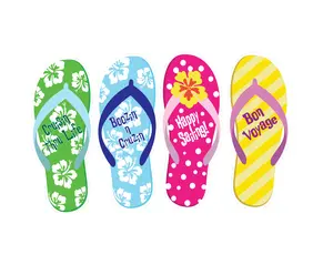 Flip Flop Cruise Door Magnet Bundle – 4 Piece Set | 7.8" x 3.1" Reusable Magnet for Cabin Door & Fridge Decor – Cute Vacation Keepsake Gift for Friends & Family