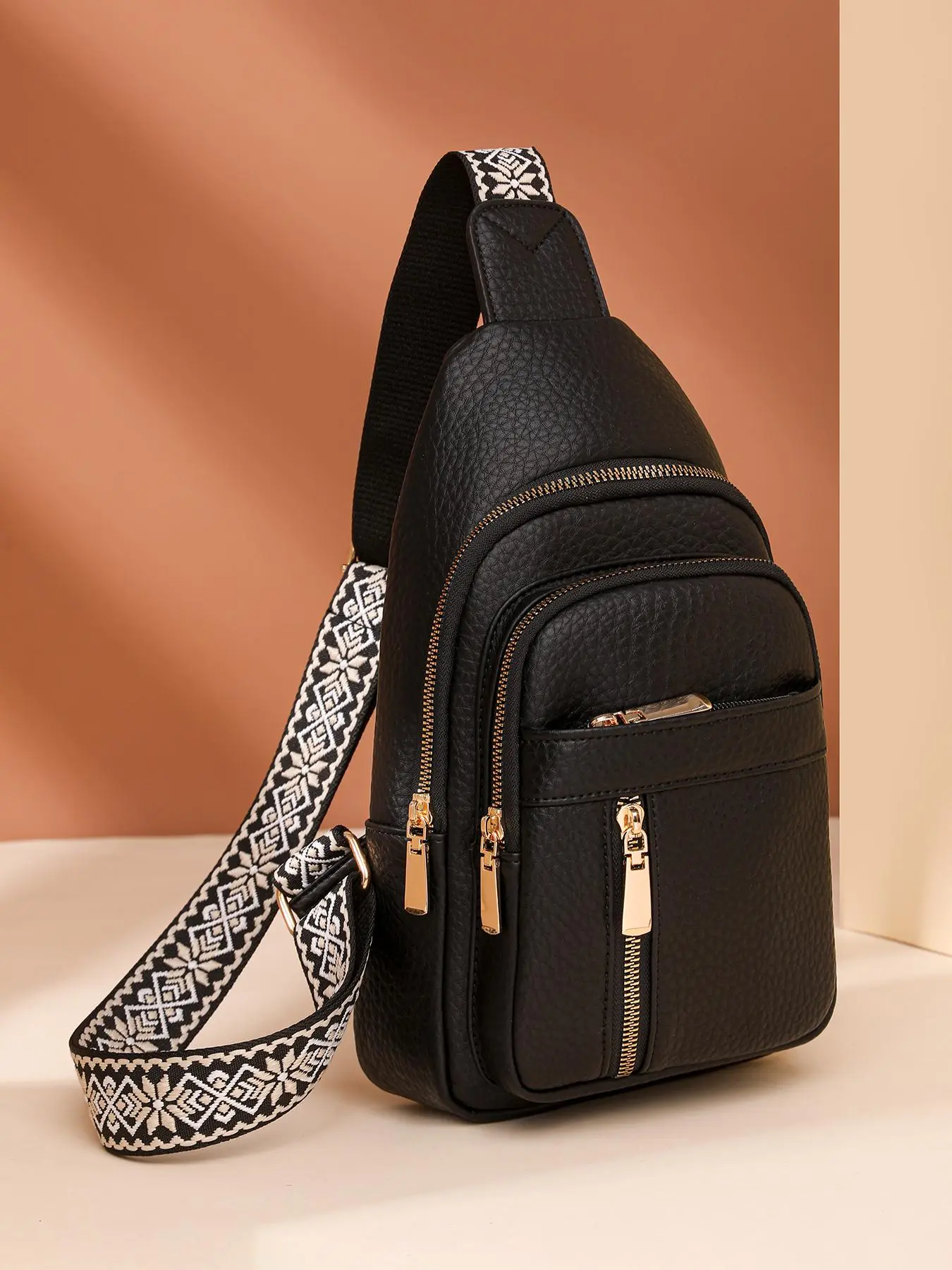 Ladies' personalized crossbody bag, equipped with adjustable shoulder straps, small and exquisite trendy travel shopping waist bag, fashionable shoulder chest bag, with phone cable holes and fashionable design, Casual Trendy Bag, Fashion Crossbody Purse