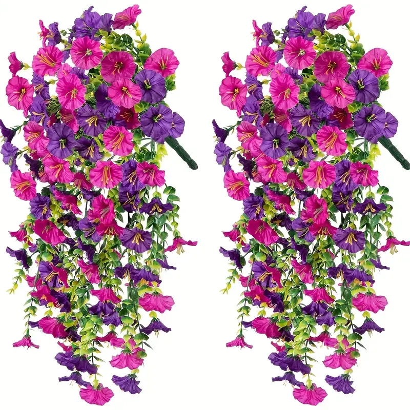 Artificial Morning Glory Vine, 2 Counts/set Fake Flower Vine,faux flower, Real Artificial Plants, Suitable for Outdoor Home Office Garden Decoration, Suitable for Mother's Day, Father's Day,  Thanksgiving  And  Christmas  Summervibes