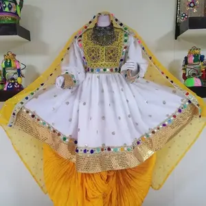 white chiffon traditional Afghani outfit Dress