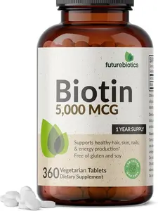 Biotin 5,000 MCG Tablets - 360 Tablets Healthcare Fitness Dietary Supplement
