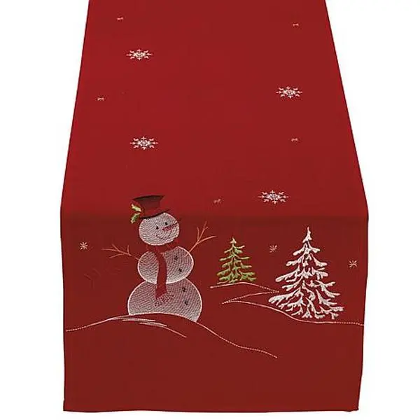 Design Imports Snowman Embroidered  Table Runner 14-inch x 70-inch