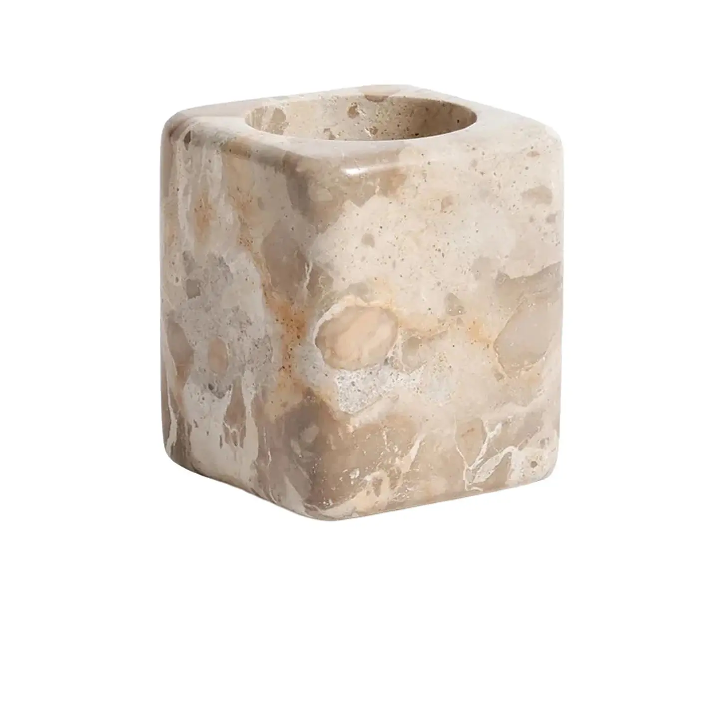 The Favorites Marble Vanity Jar in Crema Fossil