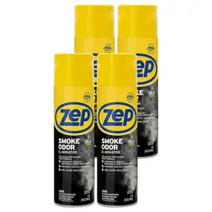 ZEP 16 oz. Smoke Odor Eliminator (Case of 4), Professional Strength Spray Removes Cigarette Fire and Garbage Odors, Non-Toxic Formula for Cars, Restrooms, and Closets, Ideal for Public Areas and Home Use, Long Lasting Freshness.