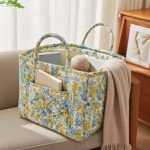 Farmhouse Style Storage Bag with Floral Design, Cute Organizer Pouch for Home Decor, Perfect for Organizing Small Items, Durable Storage Organizer, Bedroom Storage Organizer