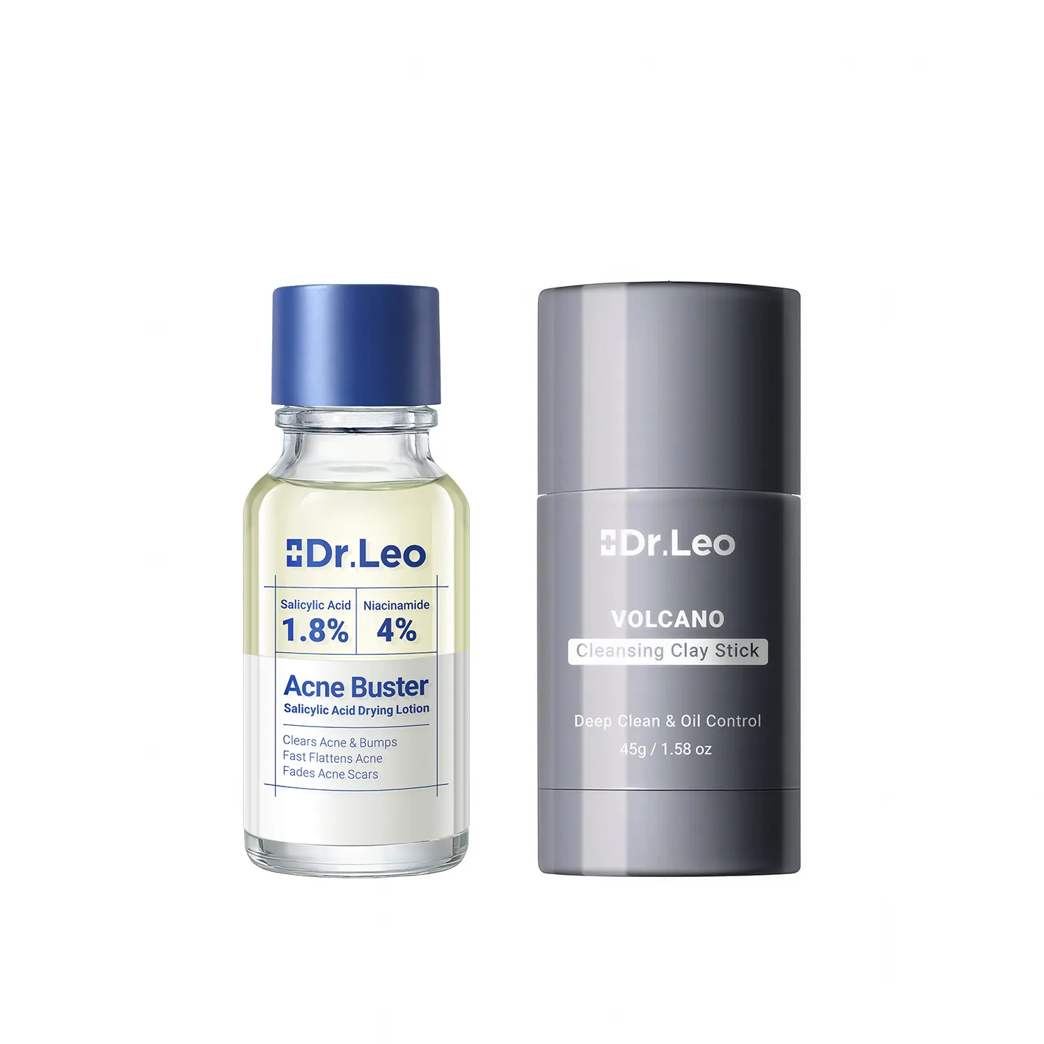 Dr.Leo 2-Step Acne Control Set with Detoxifying Clay Mask Stick and Salicylic Acid Powder Spot Treatment for Blemish Relief & Oil Control on Oily, Acne-Prone Skin, Acne Spot Treatment, Blemish Relief Care #sohochic
