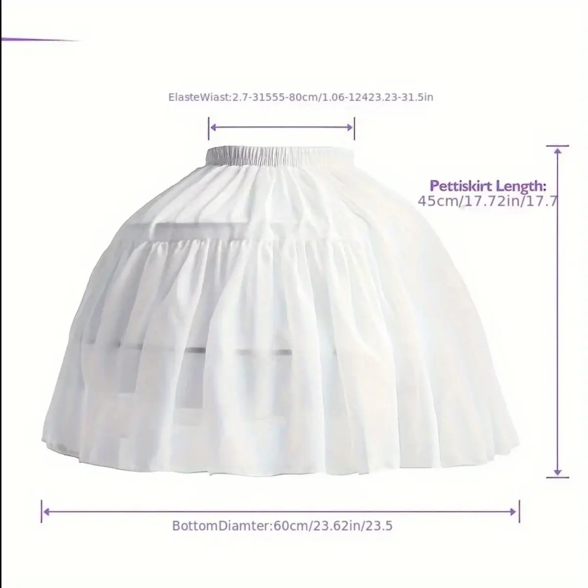 Women's Polyester Ruffled Short Petticoat - Solid, Fluffy Bubble Tutu Skirt, Puffy Half Slip Crinoline Underskirt (No Hoop) - Cosplay, Casual, Ball Event Accessories, Chiffon
