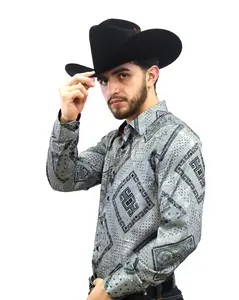 VS300L - FPJS - PJ-205-9 - Lt. Grey - Vaquero Signature Fashion Printed Shirts