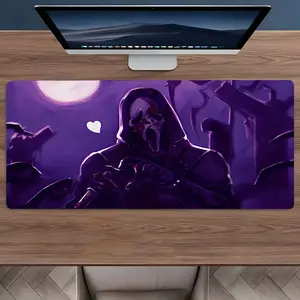 Fun heart-shaped Ghost Large Gaming Mouse Pad, Aesthetic Desktop Protective Pad, Washable Rubber Pad Non-Slip Lock Edge Multi-Size Mouse Pad Suitable For Home Office, Good Gift for Family and Friends, Cute Desk Accessories