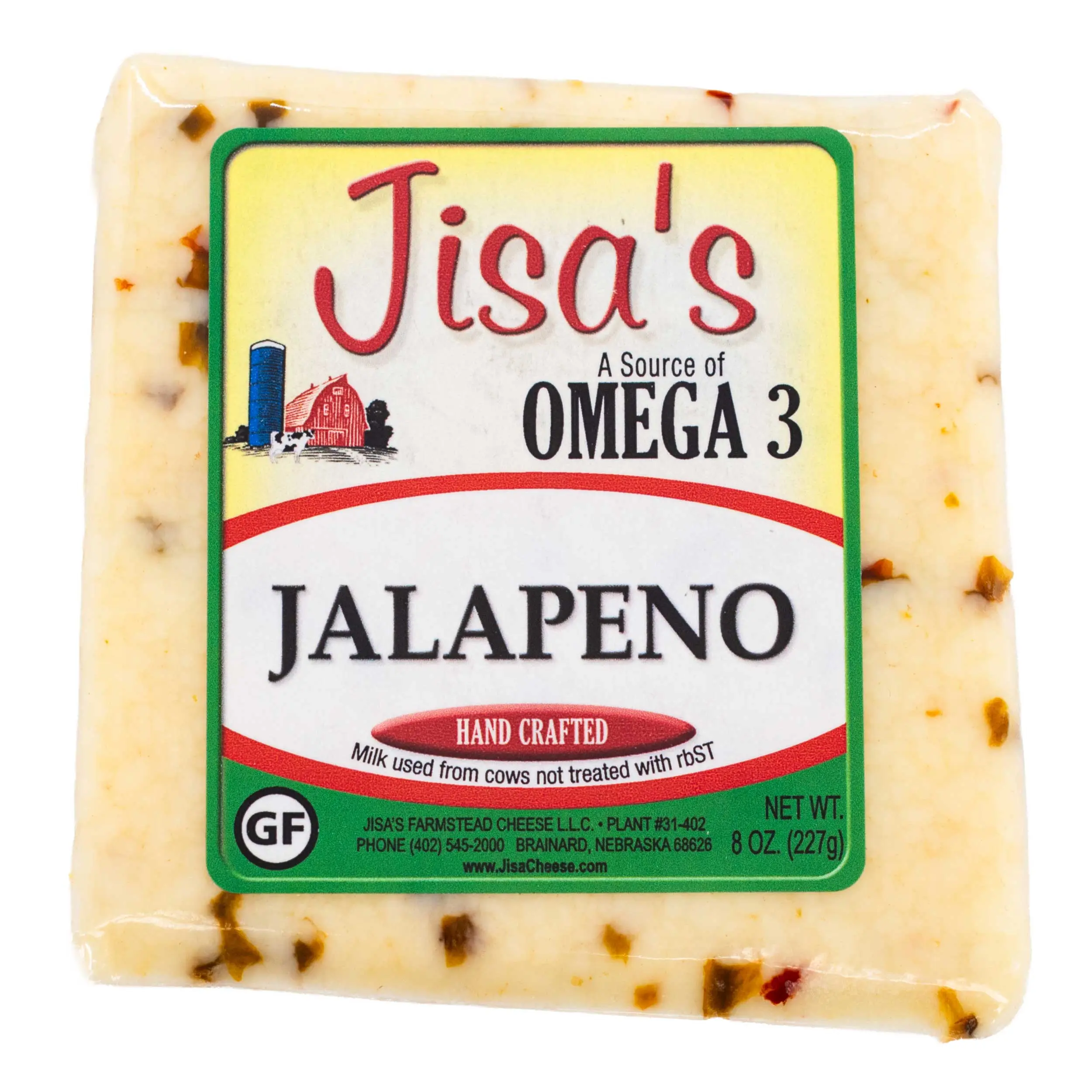 Jalapeno Artisan Cheese Block | 8 oz | Jisa's Farmstead Cheese