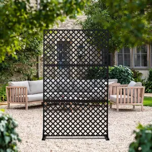 Garvee Freestanding Metal Privacy Screen 36"×72", 3-Panel Outdoor Privacy Divider with Stand, Decorative Steel Garden Fence for Balcony, Patio, Backyard, Indoor Room Partition