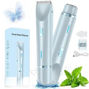 2 in 1 Electric Hair Removal Tool for Women, Dual-Head Electric Razor, Multifunctional Hair Shaver, Body & Facial, Waterproof Wet/dry Use Trimmer