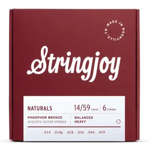 Stringjoy 14-59 Heavy Gauge Naturals - Phosphor Bronze Acoustic Guitar Strings