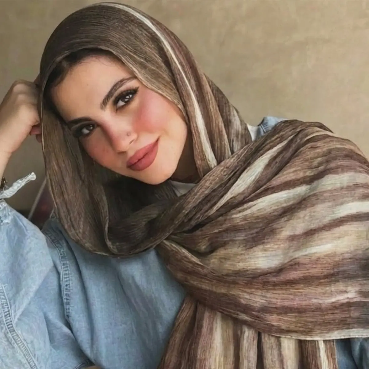 Muslim Fashion Modest Rayon Scarf-Hijab (MH216), Breathable 190*80cm Pashmina with Fringe Trim & Soft Ombre Color Transitions