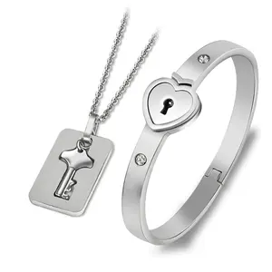 Couple Bracelet and Key Necklace - Couple Jewelry, Suitable for Valentine's Day, Birthday, Wedding, Anniversary Gifts for Men and Women