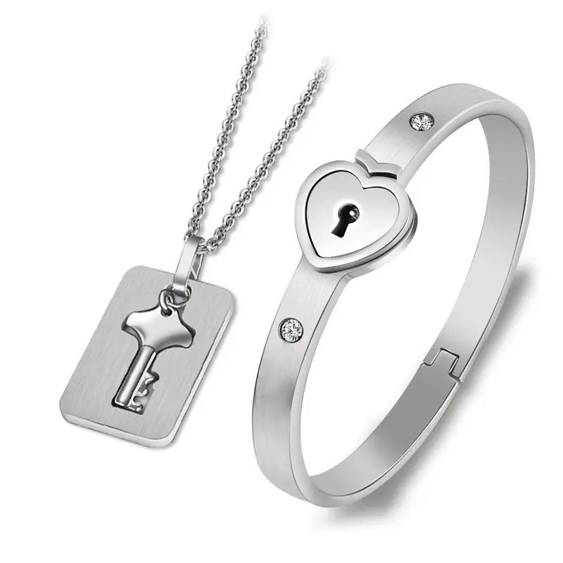 Couple Bracelet and Key Necklace - Couple Jewelry, Suitable for Valentine's Day, Birthday, Wedding, Anniversary Gifts for Men and Women