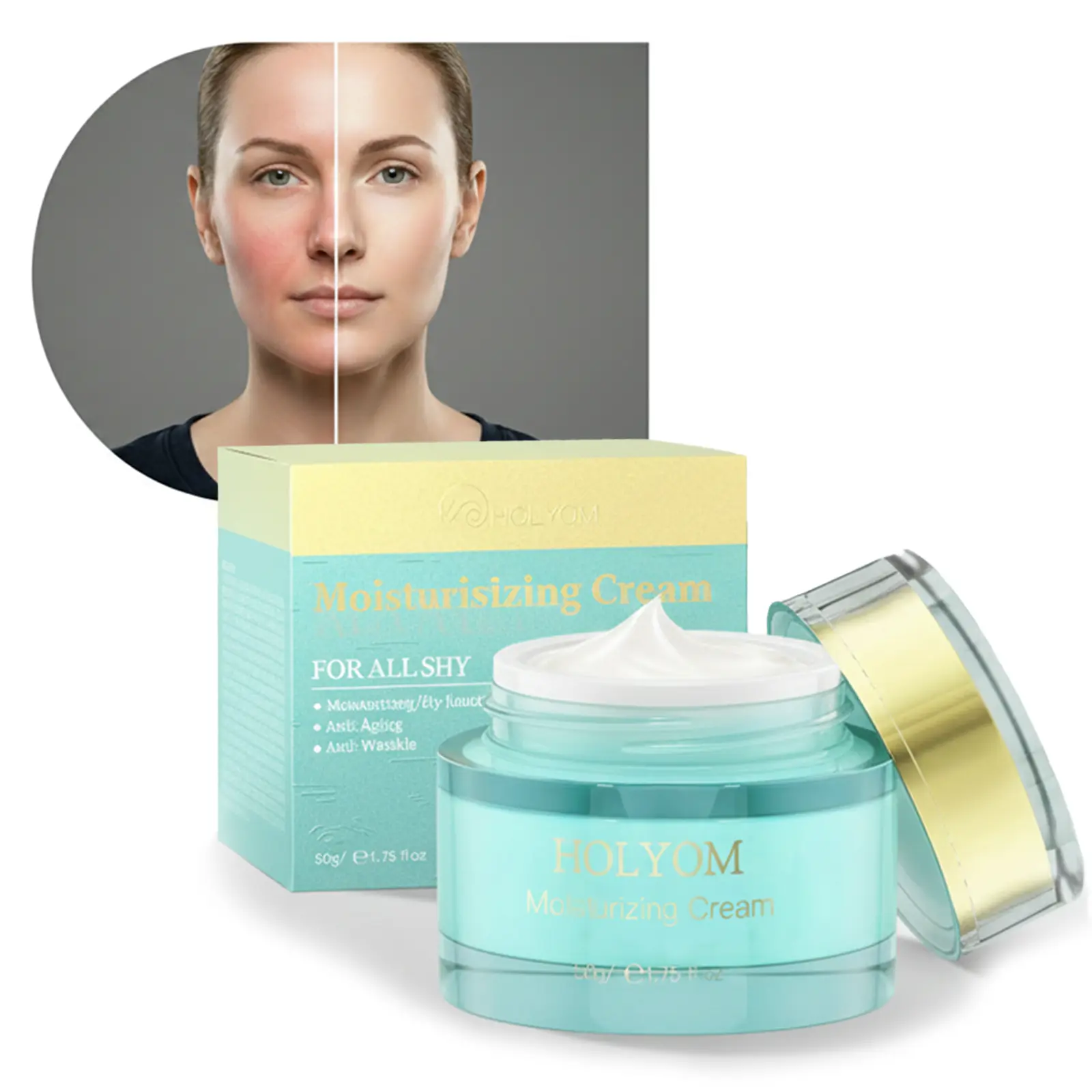 Holyom Anti-Aging Night Face Cream - Overnight Repair with Ceramides, Collagen Peptides and Hyaluronic Acid Deeply Hydrating, Non-Greasy, Fragrance-Free