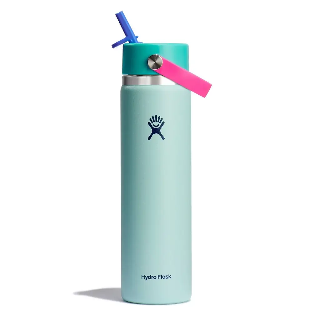 Hydro Flask 24oz Wide Mouth Water Bottle with Flex Straw, Vacuum-Insulated Drinkware Handles, Leakproof Double-Wall Design, Cupholder-Fit, Dishwasher Safe, Zinnia Edition