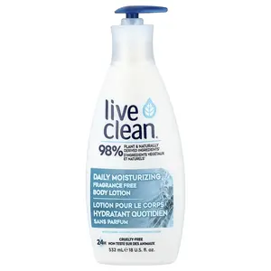Live Clean Daily Moisturizing Body Lotion, Fragrance Free, 18 fl oz (532 ml)