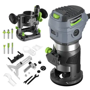 #SpringGlowUp WORKPRO Compact Router Combo Kit, 6.5 Amp Compact Router Fixed Base & Plunge Router for Woodworking Slotting Trimming, 6 Variable Speeds to 32000 RPM