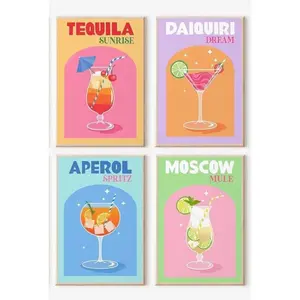 Cocktail Adult 5D Wine Diamond Art Kits for Beginner DIY Full Drill Diamond Dots Crystal Craft Kits for Home Wall Decor Gifts 4/6pcs