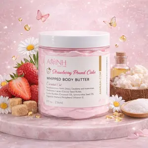 Strawberry Pound Cake Whipped Body Butter Moisturizer Nourishing with Shea Butter & Vitamin E for Soft Supple Skin