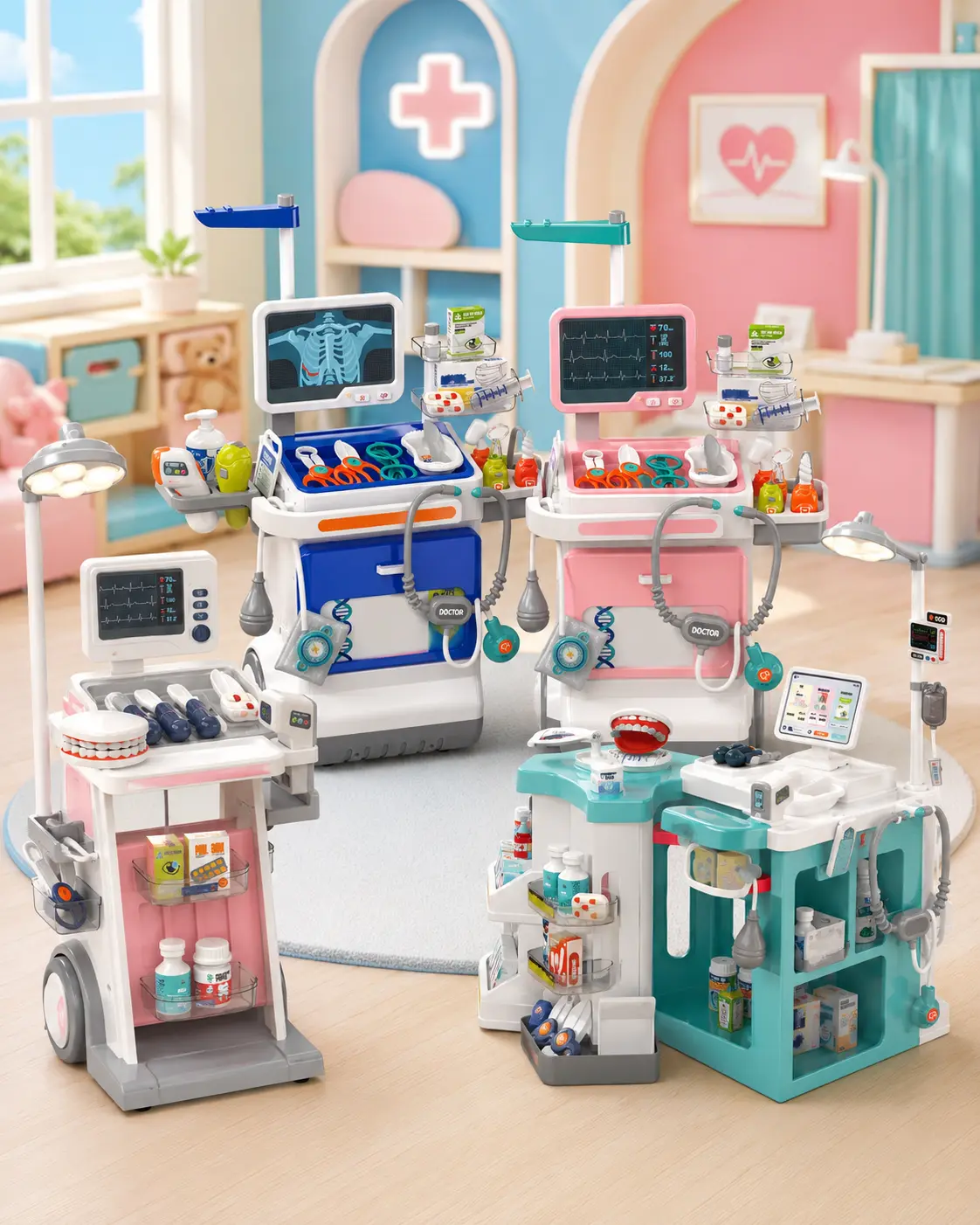 [Back To School] Kids' Hospital Playset with Interactive Medical Equipment and Role-Playing Accessories for Imaginative Play