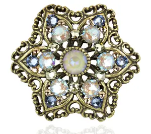 Anne Koplik Pointed Petals Filigree & Crystal T ie Tack Pin