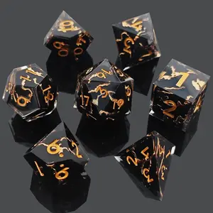 Resin Sharp-Corner Polyhedral Set - Dice-Within-Dice Design for TROG Role-Playing Games, DND Dungeons & Dragons (Toys & Hobbies, Adult Board/Party Games)