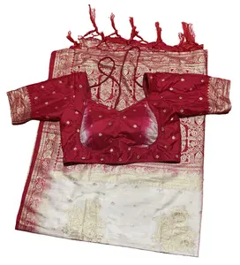 Beautiful Shaded Dola Silk Saree with Fall and Pico Detailing for Weddings Festivals and Special Events Luxurious Feel Elegant Design