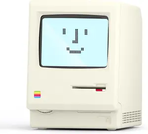 UNEEDE Macintosh Maclock Retro Desk Clock, 1984 W-8 Computer Inspired Pixel Display Rechargeable Desk Clock, Multi-Alarm, Calendar, Temperature, Dimmable, Unique Retro Tech Gift for Office Bedroom Night Light