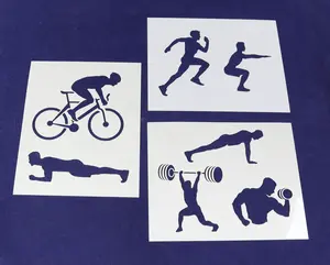 Fitness Stencils- Men-3 Piece Set -14 Mil Mylar