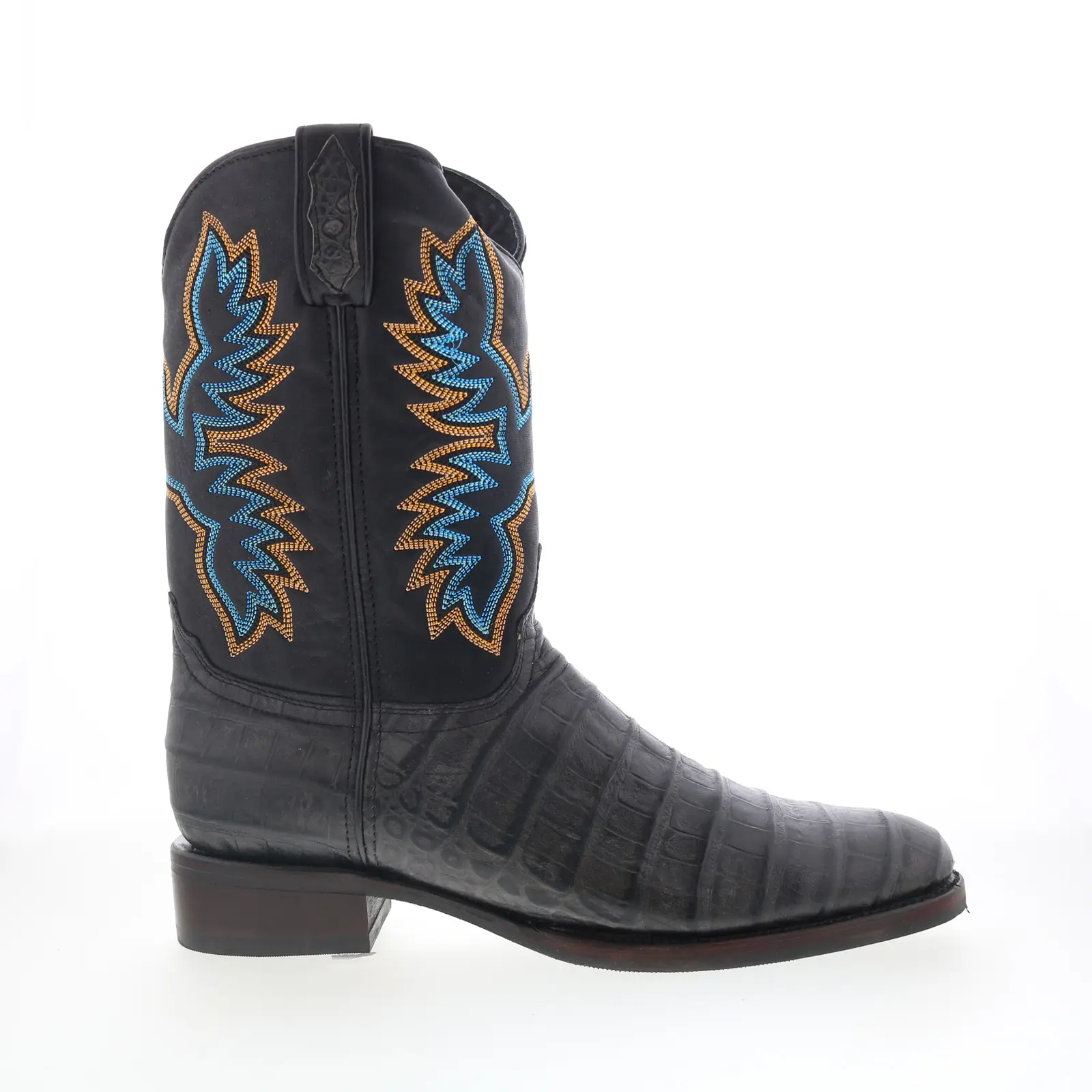 Dingo Gator DI-128 Mens Black Leather Slip On Cowboy Western Boots