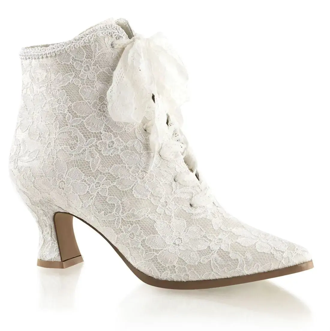 Fabulicious Victorian-30 Women's Lace-Up Ankle Bootie White