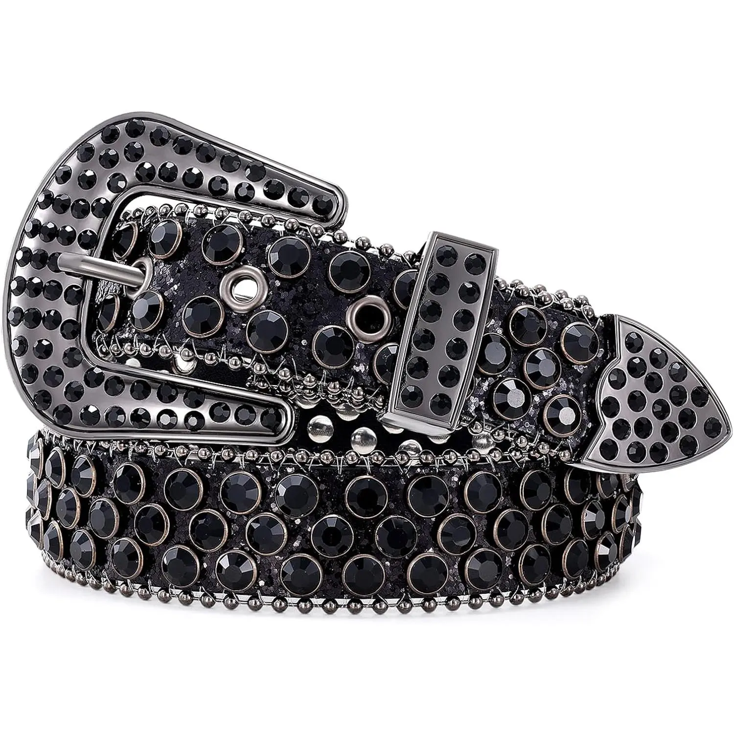 Kids Rhinestone Belt for Girls Boys Western Cowboy Cowgirl Belts Diamond Studded Bling Leather Belt for Kids