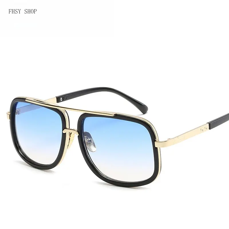 Men's Retro Aviator Sunglasses, Stylish Metal Frame with Polarized Blue Tinted Gradient Lenses, UV400 for Driving & Outdoors, Blue Tinted Sunglasses, Stylish Sunglasses