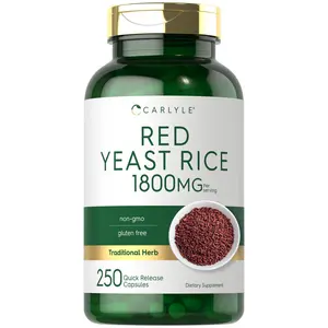 Carlyle Red Yeast Rice | 250 Capsules | Non-GMO, Gluten Free Supplement