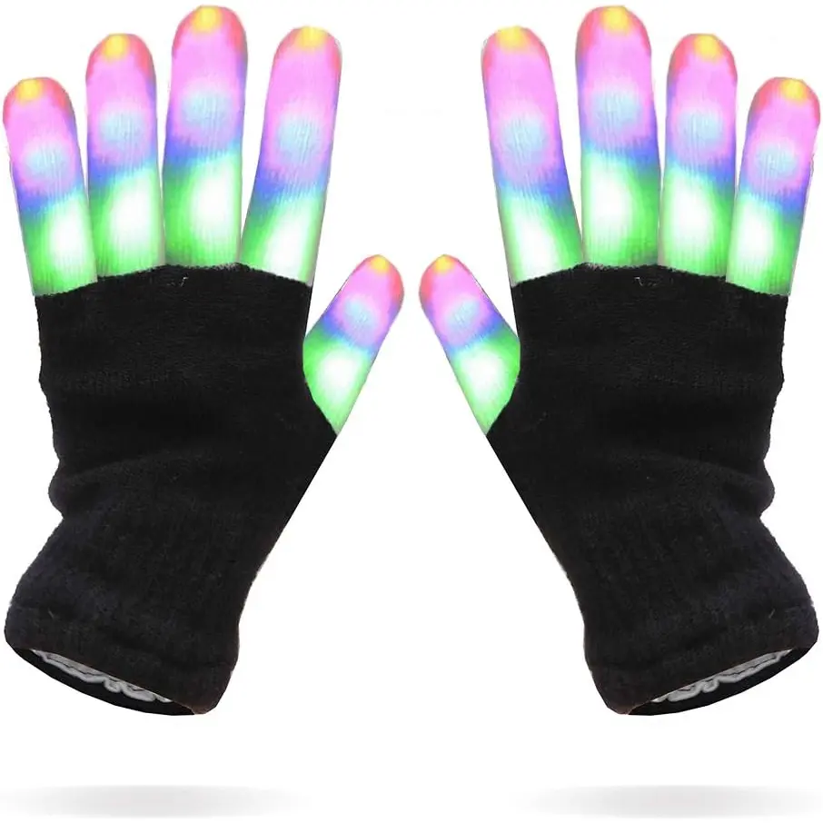 Luwint LED Colorful Flashing Finger Lighting Gloves, Glow Rave Cool Toys for Adult Teens DreamsEden