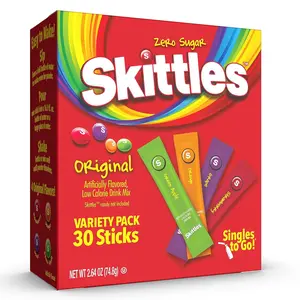 Skittles Drink Mix Singles – 4 Flavors, Zero Sugar, 30 Servings Candy Strawberry