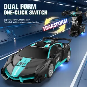 #Summervibes Tibibee Transform RC Cars for Boys 4-12 2.4Ghz Remote Control 1:18 Scale Robot Deformation 360° Rotation Rechargeable Batteries Included High-Quality ABS Plastic Gift Set with Eye and Underbody Lights