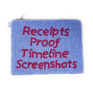 Receipts Proof LARGE Beaded Pouch Purse