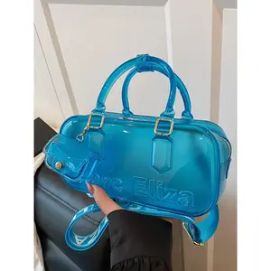 Fashionable Transparent Handbag, Hand Shoulder Bag, Casual Versatile Jelly Bag with Adjustable Strap, Trendy High-quality Daily Commuting Bag, Girl Fashionable Shopping Bag