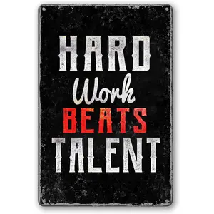 Gym Sign Gym Metal Tin Signs Gym Poster Hard Work Beats Talent Sign Gym Inspirational Quotes Wall Art Gym Motivation Motivational Tin Sign Vintage Fitness Tin Sign 12x8 Inch